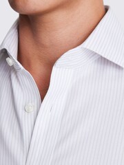 MOSS White Tailored Fit Non-Iron White Royal Oxford Stripe 100% Cotton Shirt - Image 3 of 5