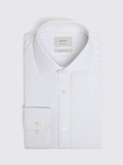 MOSS White Tailored Fit Non-Iron White Royal Oxford Stripe 100% Cotton Shirt - Image 4 of 5