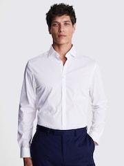 MOSS White Slim Fit Print Contrast Stretch Shirt - Image 1 of 5