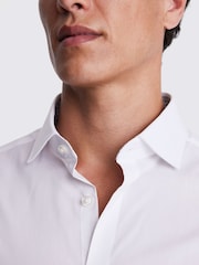 MOSS White Slim Fit Print Contrast Stretch Shirt - Image 2 of 5