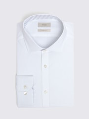 MOSS White Slim Fit Print Contrast Stretch Shirt - Image 4 of 5