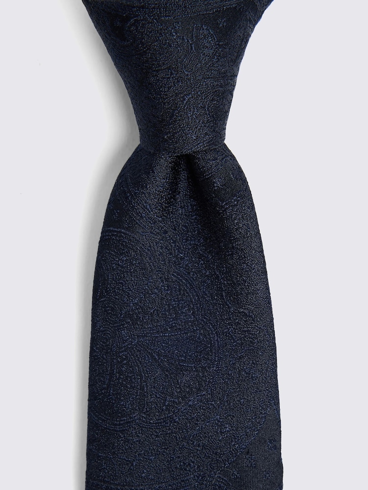 MOSS Navy Wedding Paisley Tie - Image 2 of 3