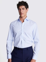 MOSS Blue Slim Fit Check Non-Iron 100% Cotton Shirt - Image 1 of 5