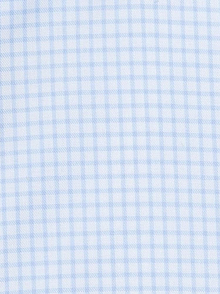 MOSS Blue Slim Fit Check Non-Iron 100% Cotton Shirt - Image 5 of 5