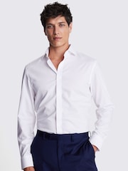 MOSS White Tailored Fit Non-Iron Puppytooth 100% Cotton Shirt - Image 1 of 5