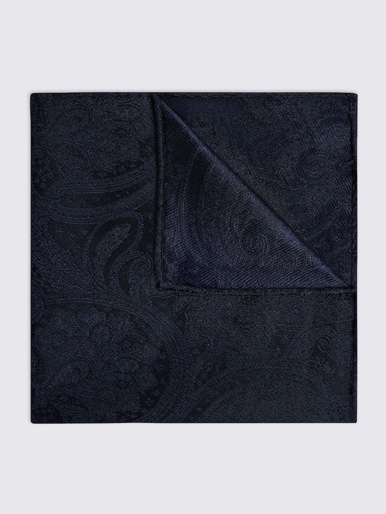 MOSS Navy Wedding Paisley Pocket Square - Image 1 of 2