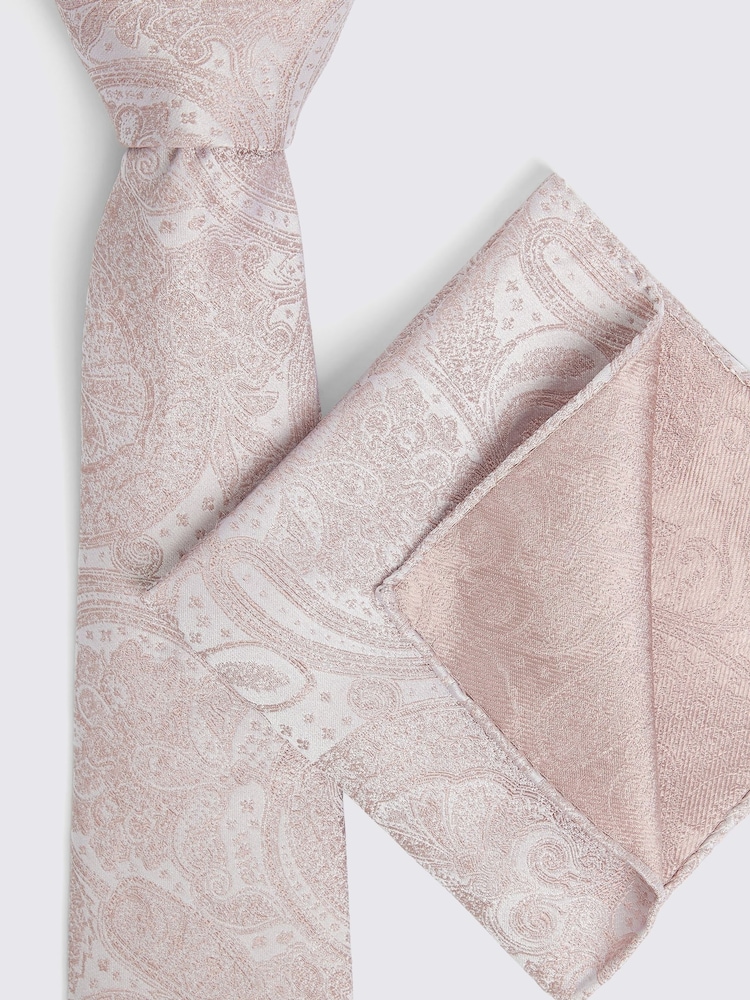 MOSS Pink Wedding Paisley Tie - Image 3 of 3