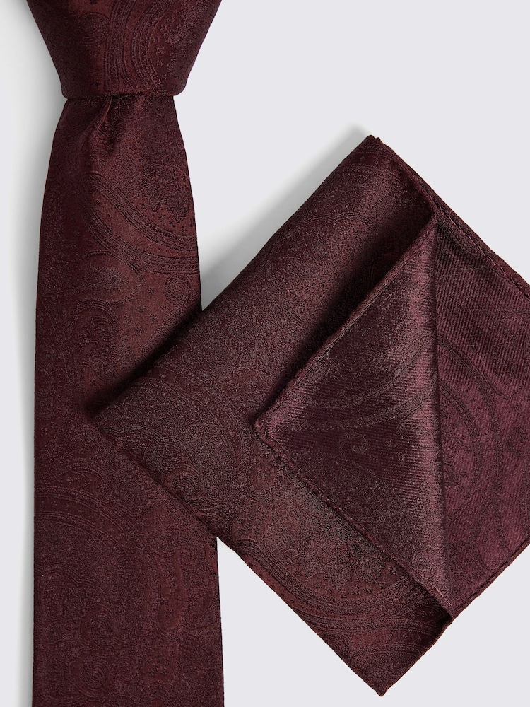 MOSS Red Wedding Paisley Tie - Image 3 of 3