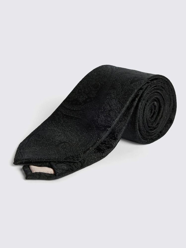 MOSS Black Wedding Paisley Tie - Image 1 of 3