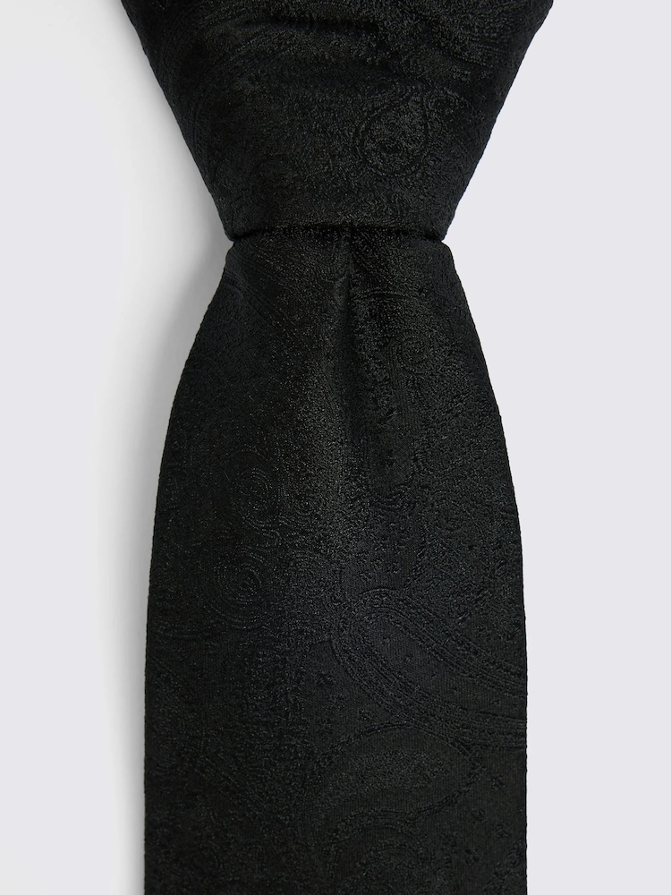 MOSS Black Wedding Paisley Tie - Image 2 of 3