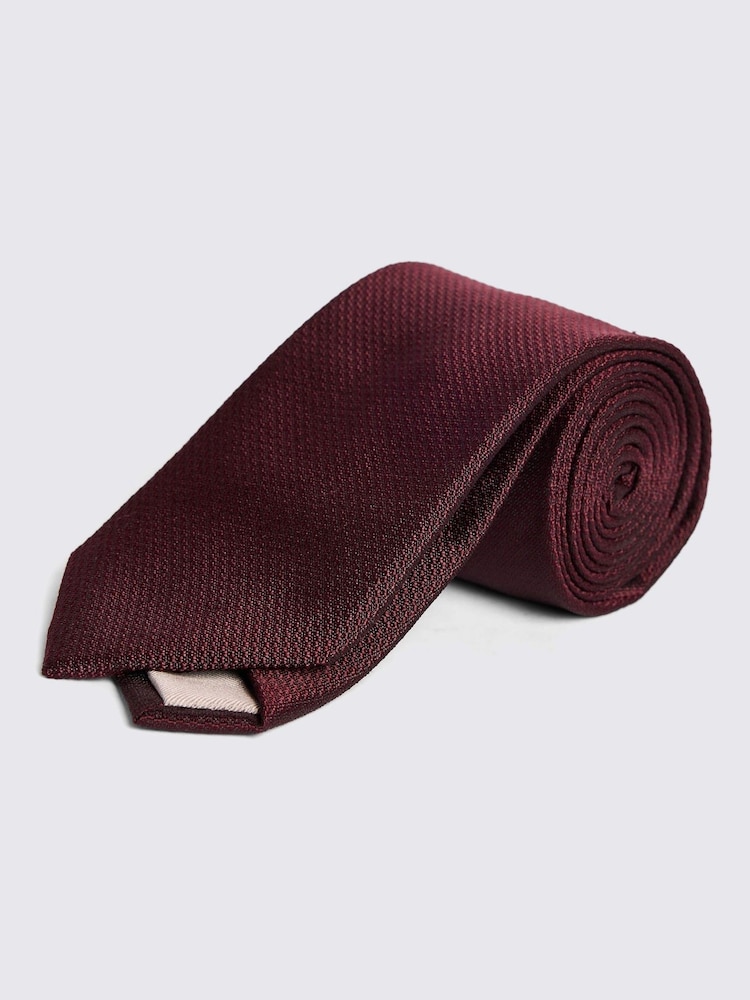 MOSS Red Silk Semi Plain Tie - Image 1 of 2