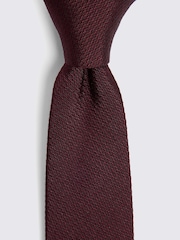 MOSS Red Silk Semi Plain Tie - Image 2 of 2
