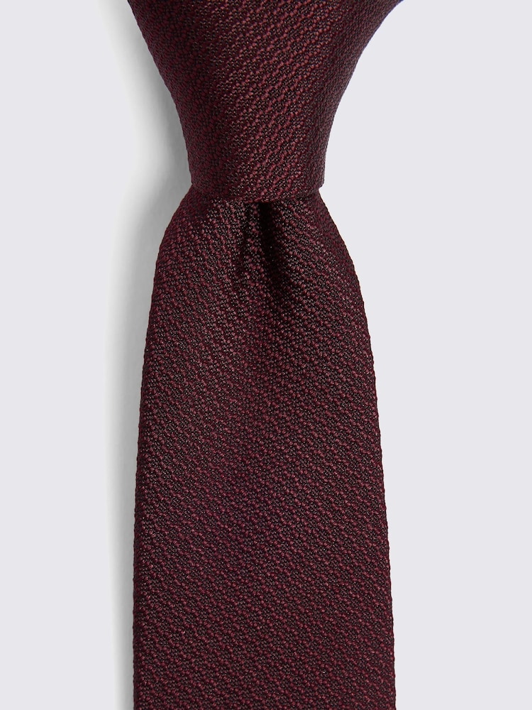 MOSS Red Silk Semi Plain Tie - Image 2 of 2