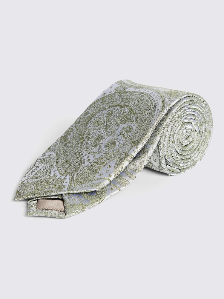 MOSS Green Wedding Paisley Tie - Image 1 of 3