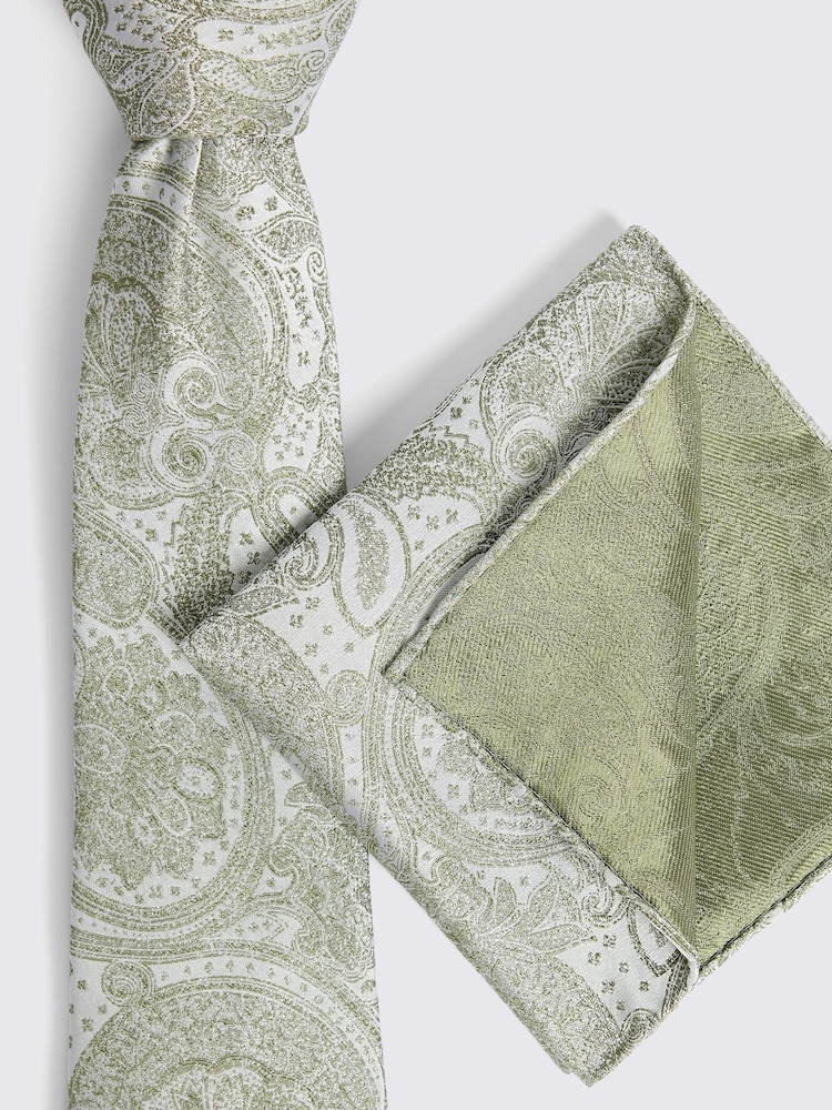 MOSS Green Wedding Paisley Tie - Image 2 of 3