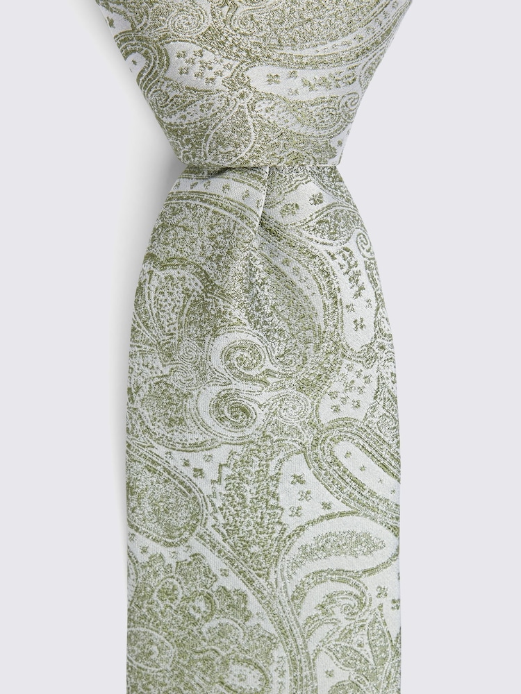 MOSS Green Wedding Paisley Tie - Image 3 of 3