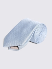 MOSS Blue Silk Semi Plain Tie - Image 1 of 2