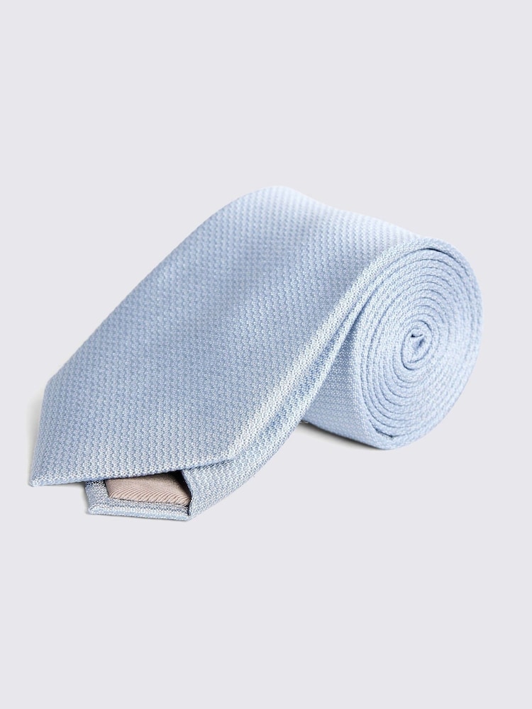 MOSS Blue Silk Semi Plain Tie - Image 1 of 2