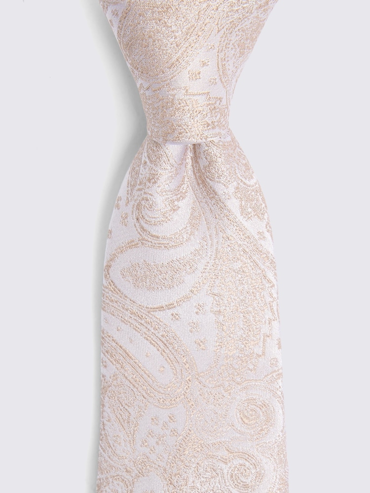 MOSS Champagne Wedding Paisley Tie - Image 2 of 3 MOSS Champagne Wedding Paisley Tie - Image 2 of 3