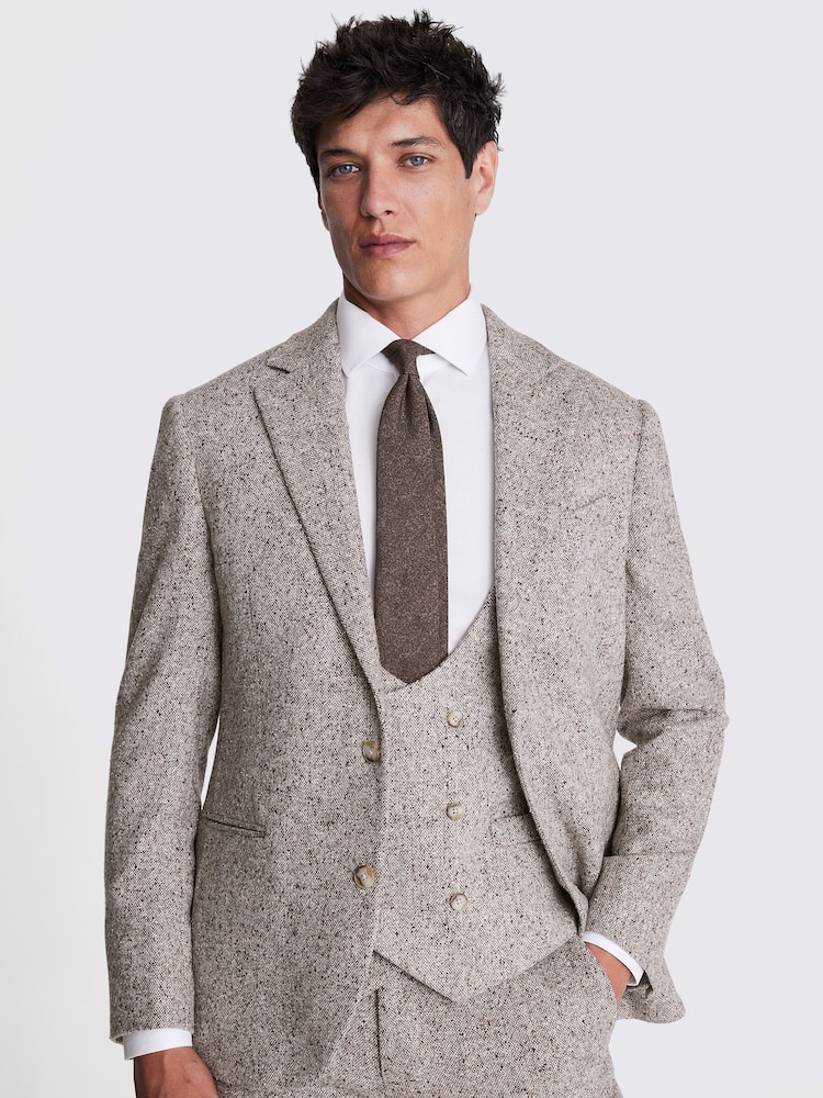 MOSS Brown Tailored Fit Donegal Jacket - Image 1 of 5