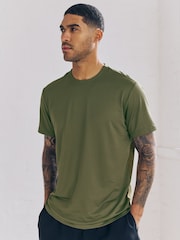 Khaki Green Active T-Shirt with Contrast Back Panel - Image 1 of 12