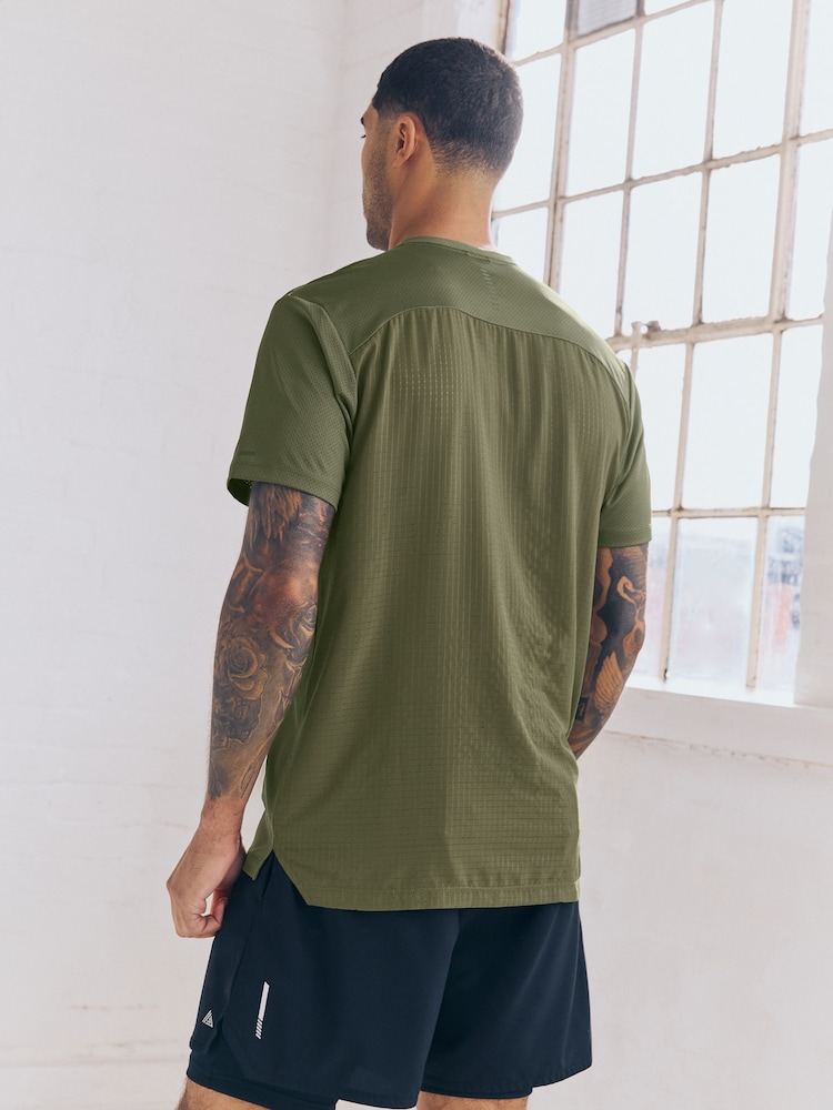 Khaki Green Active T-Shirt with Contrast Back Panel - Image 2 of 12 Khaki Green Active T-Shirt with Contrast Back Panel - Image 2 of 12