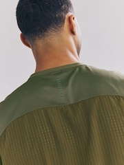 Khaki Green Active T-Shirt with Contrast Back Panel - Image 6 of 12