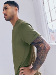Khaki Green Active T-Shirt with Contrast Back Panel - Image 7 of 12