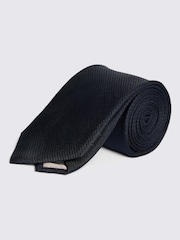 MOSS Navy Blue Silk Semi Plain Tie - Image 1 of 2