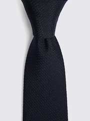 MOSS Navy Blue Silk Semi Plain Tie - Image 2 of 2