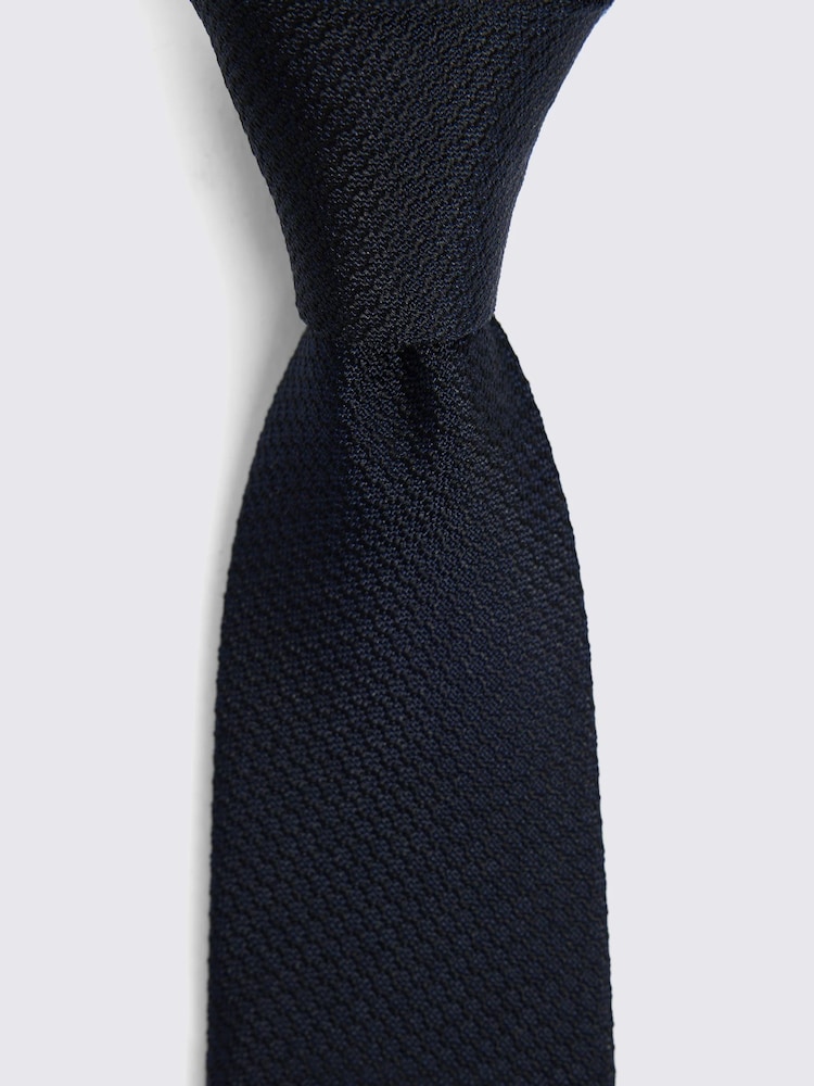 MOSS Navy Blue Silk Semi Plain Tie - Image 2 of 2