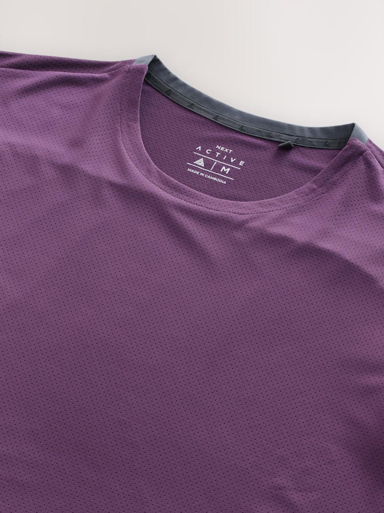 Purple Active T-Shirt with Contrast Back Panel - Image 9 of 9