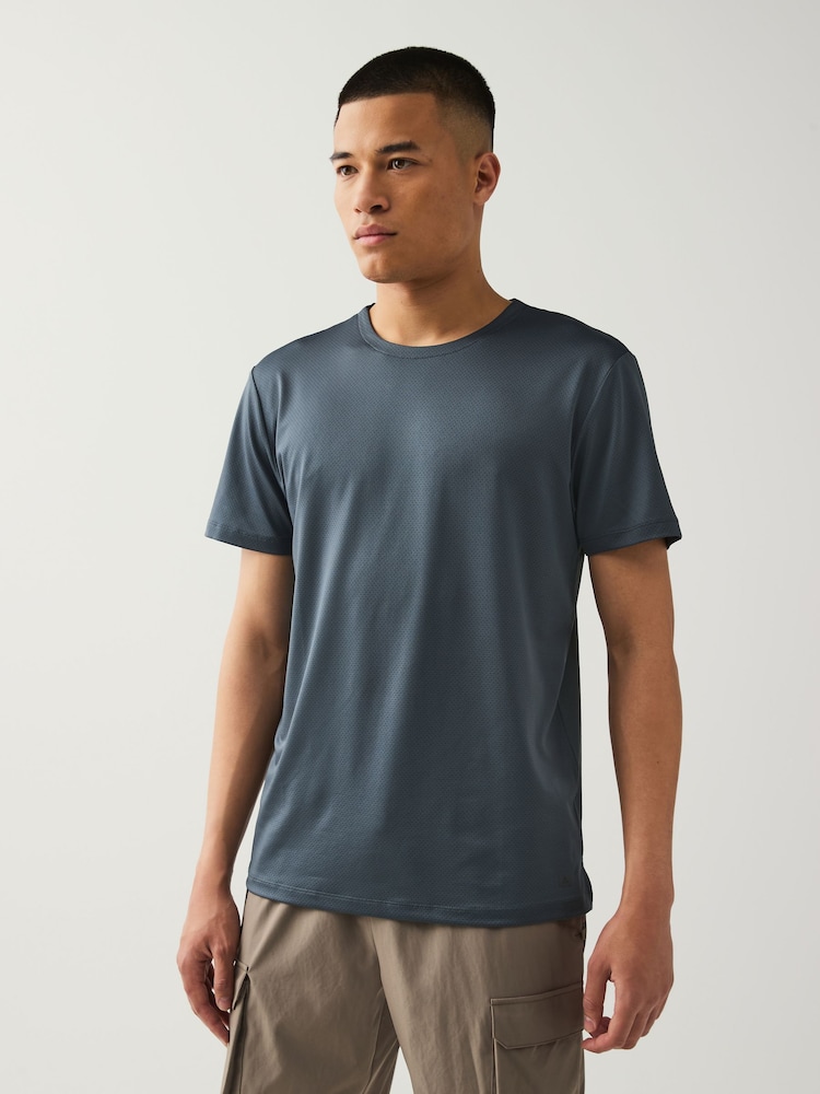 Slate Grey Active T-Shirt with Contrast Back Panel - Image 1 of 8