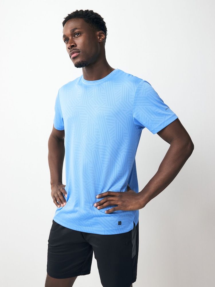 Blue Active Jacquard T-Shirt - Image 1 of 7 Blue Active Jacquard T-Shirt - Image 1 of 7