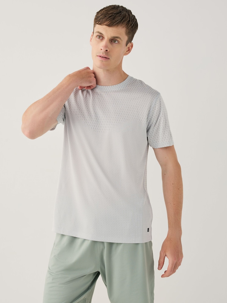 Light Grey Active Jacquard T-Shirt - Image 1 of 5 Light Grey Active Jacquard T-Shirt - Image 1 of 5