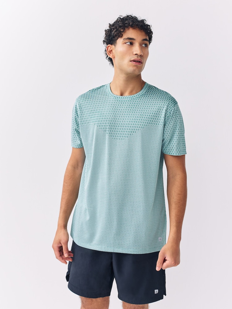 Teal Blue Active Jacquard T-Shirt - Image 1 of 5 Teal Blue Active Jacquard T-Shirt - Image 1 of 5