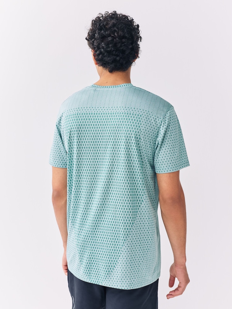 Teal Blue Active Jacquard T-Shirt - Image 2 of 5 Teal Blue Active Jacquard T-Shirt - Image 2 of 5