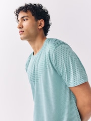 Teal Blue Active Jacquard T-Shirt - Image 3 of 5