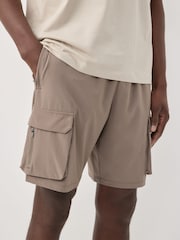 Neutral Stone Active Cargo Gym Training Shorts - Image 1 of 9