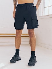 Black Active Cargo Gym Training Shorts - Image 1 of 10