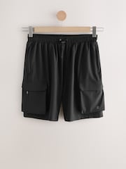 Black Active Cargo Gym Training Shorts - Image 6 of 10