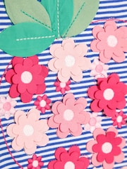 JoJo Maman Bébé Cornflower Blue Strawberry Applique Puff Sleeve T-Shirt - Image 3 of 3