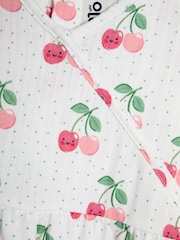JoJo Maman Bébé Cream Pink Cherry Wrap Dress - Image 3 of 4