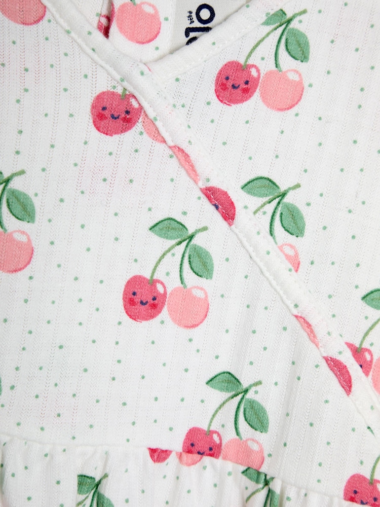 JoJo Maman Bébé Cream Pink Cherry Wrap Dress - Image 3 of 4