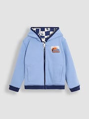 JoJo Maman Bébé Navy Surf Checkerboard Print Reversible 100% Cotton Hoodie - Image 4 of 8