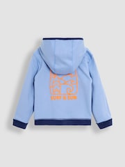 JoJo Maman Bébé Navy Surf Checkerboard Print Reversible 100% Cotton Hoodie - Image 5 of 8