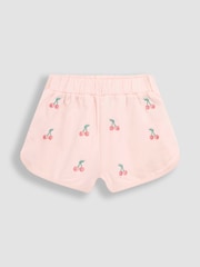 JoJo Maman Bébé Pink Cherry Embroidered Frill T-Shirt and Shorts Set 2 Piece - Image 4 of 5