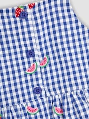 JoJo Maman Bébé Blue Strawberry 2-Piece Embroidered Top & Trousers Set - Image 3 of 7
