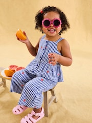 JoJo Maman Bébé Blue Strawberry 2-Piece Embroidered Top & Trousers Set - Image 7 of 7