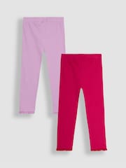JoJo Maman Bébé Fuchsia Pink 2-Pack Rib Leggings - Image 1 of 4